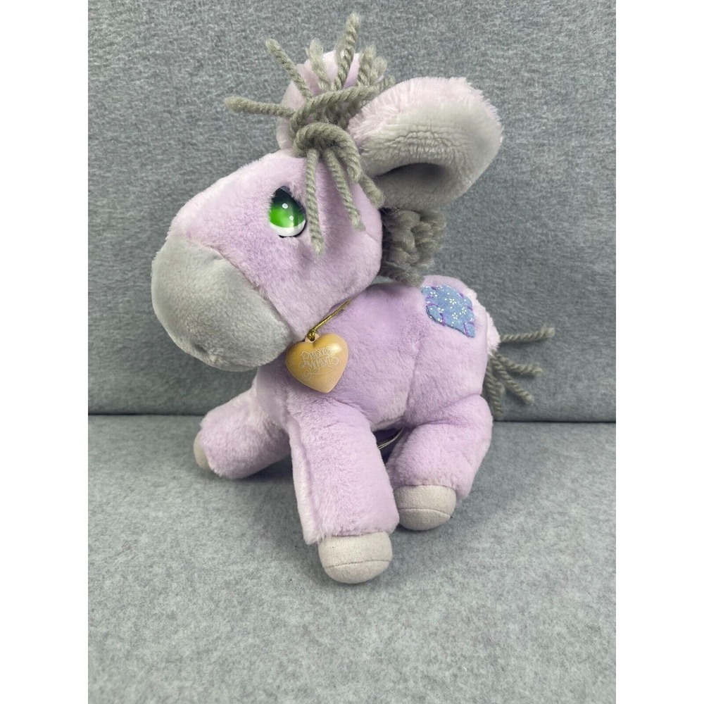 Vintage Precious Moments Roly Donkey Plush Stuffed Animal Applause 1985 Purple